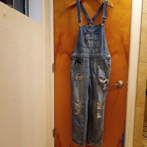 Designed by Special A Distressed Denim Bib Overalls Size Medium